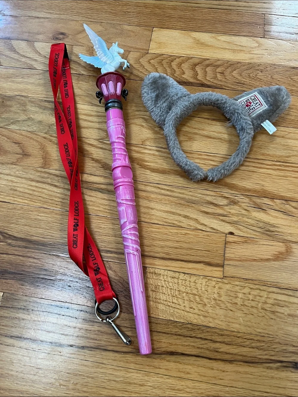 Wolf ears, lanyard and Pink Pegasus Wand - Great Wolf Lodge